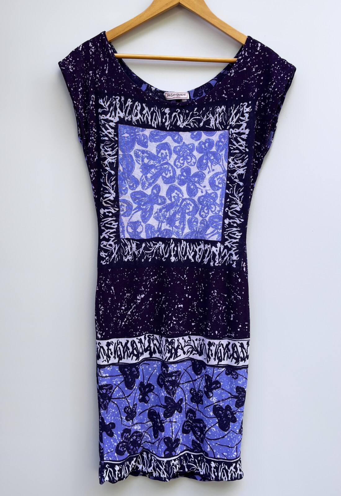 Splendido raro abito astratto multicolore variante YVES SAINT LAURENT anni 80 O S