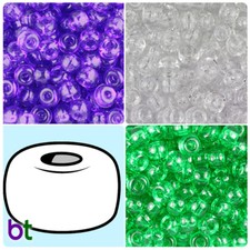 BeadTin Transparent 11mm Large Barrel Pony Beads 250pcs