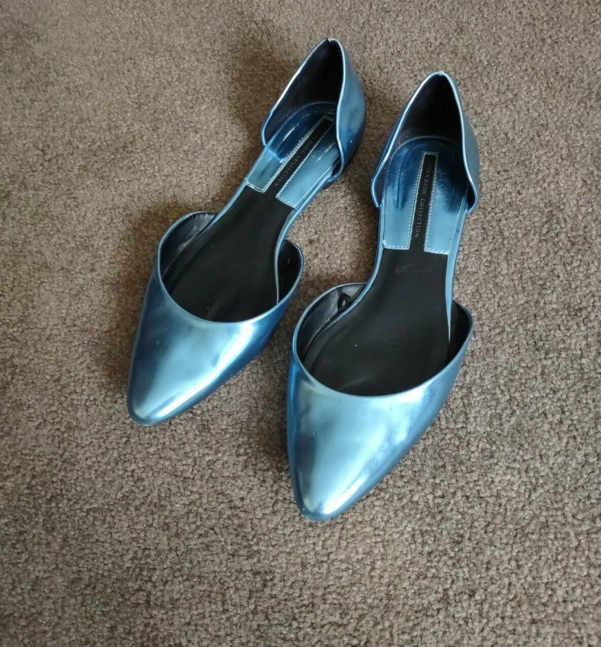 Zara Basic Collection Pointy Flat Shoes - Metalli… - image 1