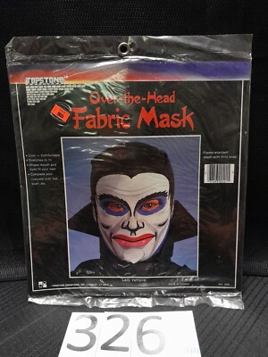 Vintage Halloween Topstone Over-The-Head Fabric Mask ''Lady Vampire'' Sealed NOS