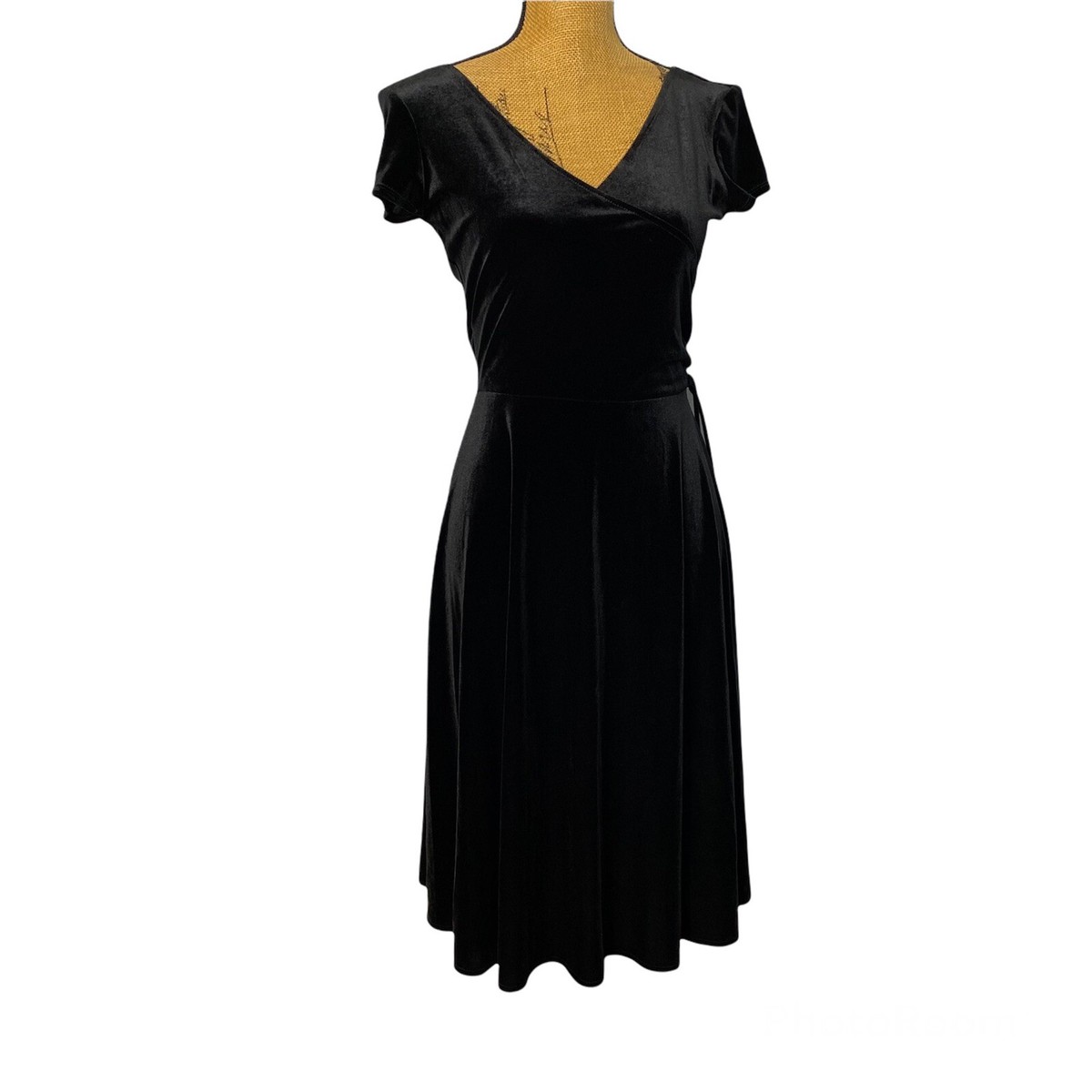 GNW Fit & Flare Black Faux Wrap V-Neck Velvet Formal Career Knee Length Dress 6 | eBay GNW Fit & Flare Black Faux Wrap V-Neck Velvet Formal Career Knee Length Dress 6 | eBay
