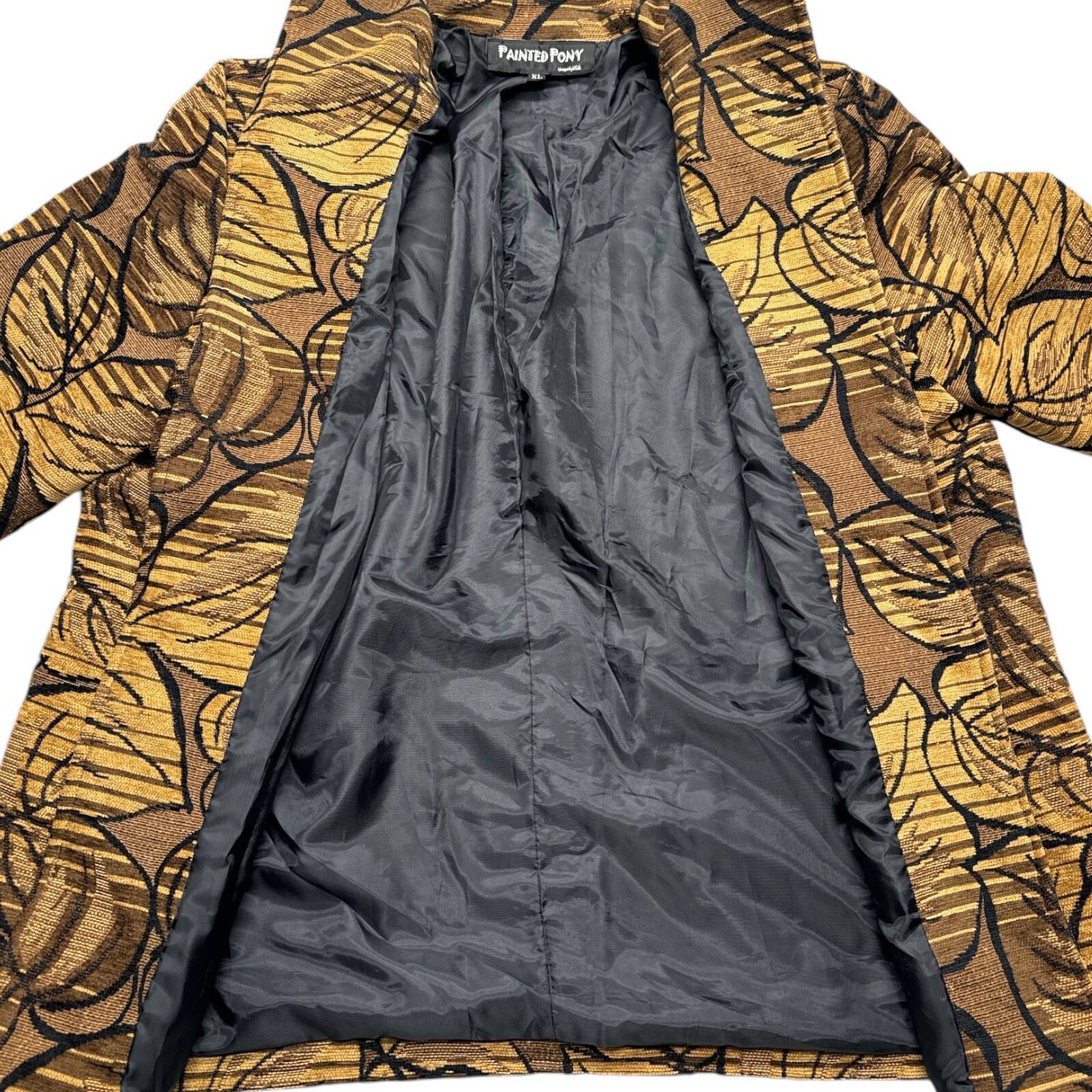 PONY Blazer giacca arazzo coprispalle autunno foglia marrone cavallo dipinto vintage donna XL