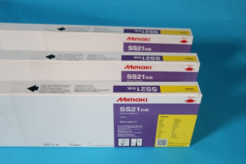 3 OEM Mimaki SS21 440ml Printer Yellow Ink Cartridges SPC-0501Y , Read - Afbeelding 2 van 2