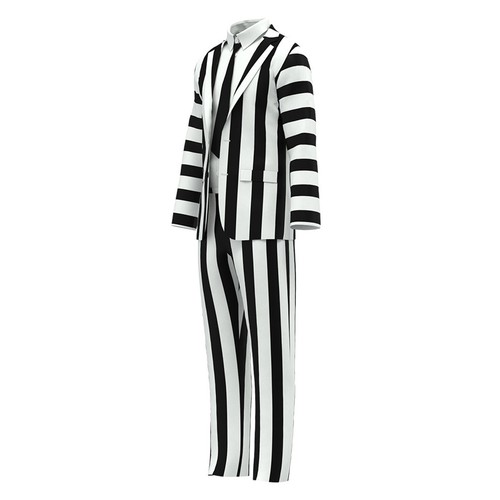 Mens Mr Beetlejuice Costume Adult 80s Ghost Party Outfit Halloween Suits W/ Wig - Picture 4 of 10