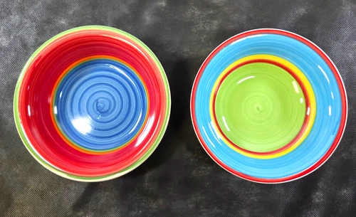 Set of 2 Norfolk Mambo Bowls 7 1/2" Colorful Red Green Blue Fiesta-like!