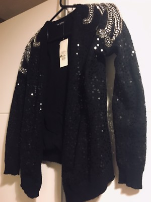 Miss Selfridge Damen-Wasserfallcardigan schwarz alle Pailletten   neu mit Etikett   Größe 4