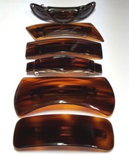 Women Tortoiseshell Brown Hair Clip Large Long Metal Barrette New Made in France