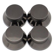 4x Black Nickel Metal Solid Guitar Knobs Flat Top Volume Amplifier Audio Control