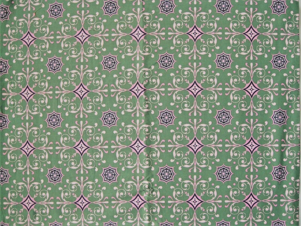 Tela de edredón de azulejos geométricos 1 3/4 yardas BJ Lantz algodón lavanda verde púrpura Foto 2 de 4