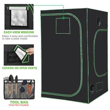 4x4 Grow Tent Hydroponic Grow Tent Kit w/Observation Window Floor Tray 48x48x80"