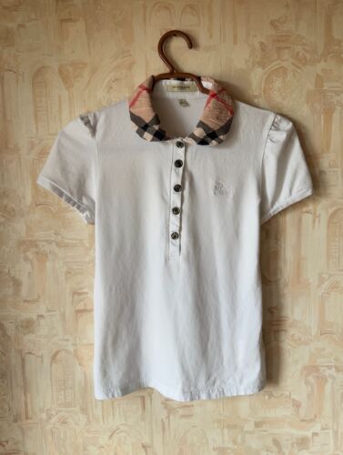 VTG Distress Burberry London Polo Shirt Women’s S Short Sleeve Made In England