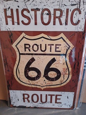 U S historic Route 66.  Tin Sign Repoduction  8x12
