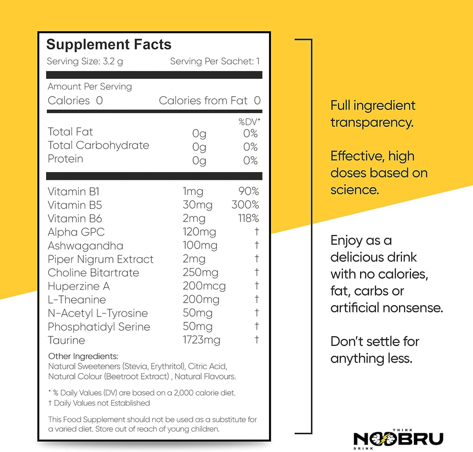 Noobru Advantage Nootropic - Delicious Nootropics Brain Supplement with ...