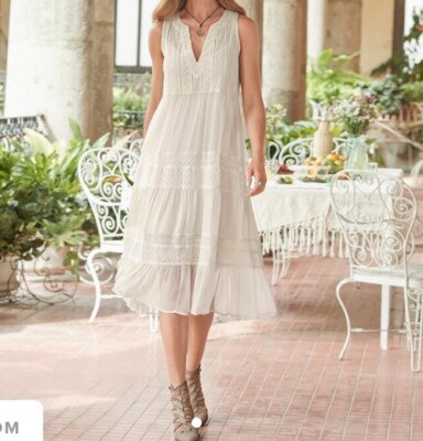 knee length dresses for ladies Stretch Cotton Eyelet Lillian Midi Shirt Dress Navy main image 1