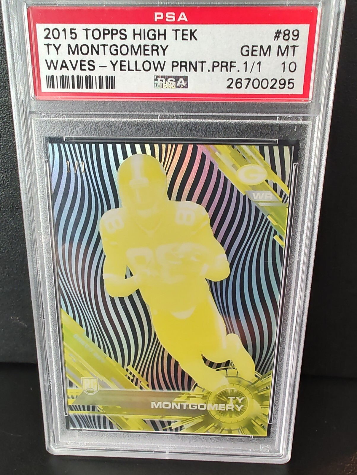 Ty Montgomery Topps High Tek #89 Waves-Yellow Print Proof 1/1