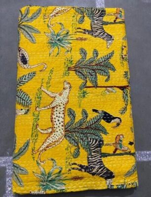 Indische Handarbeit Quilt Vintage Kantha Tagesdecke Überwurf Baumwolle Decke ...