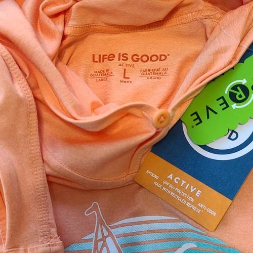 Life Is Good LS Active Hooded Tee SMOOTH SAILING Moister Wicking UPF Men L 47in - Picture 8 of 10
