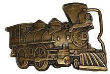 2 " Long Brass Belt Buckle Train Locomotive  Unmarked 
