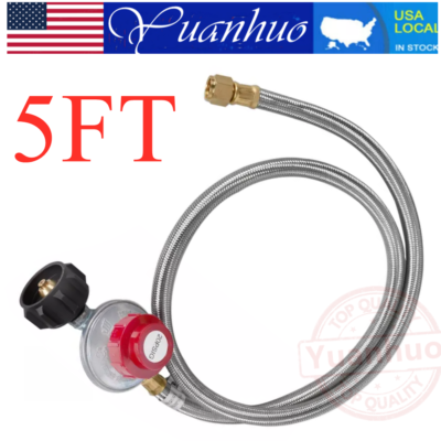 #ad 5 FT High Pressure LPG Propane Gas Hose Regulator Adjustable Stainless Steel $19.69