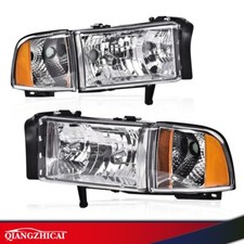 Amber Corner Chrome Headlights Assembly Fit For 94-2002 Dodge Ram 1500 2500 3500