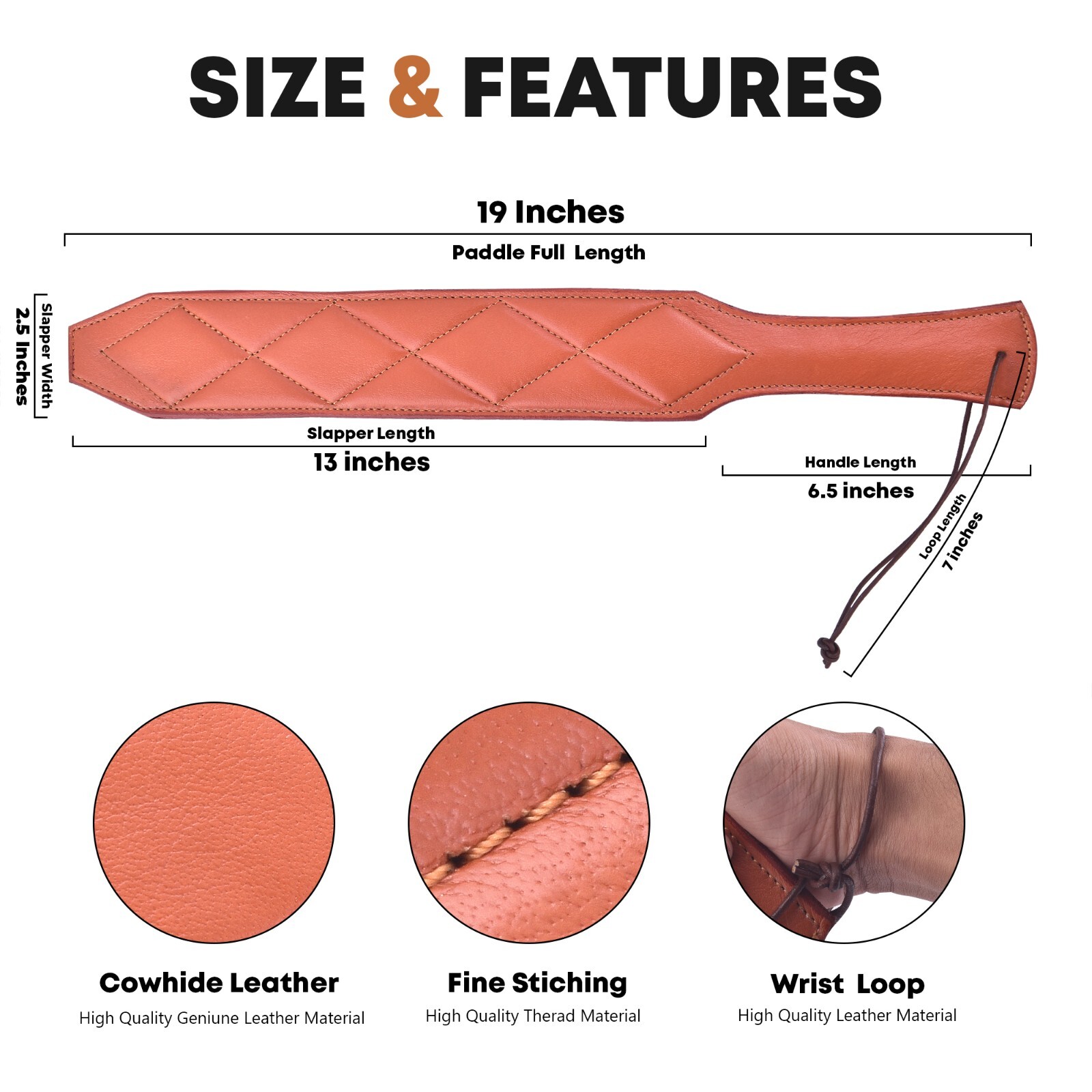 Real Cow Leather Spanking Paddle BDSM Leather Slapper Slave Fetish Crop Handmade