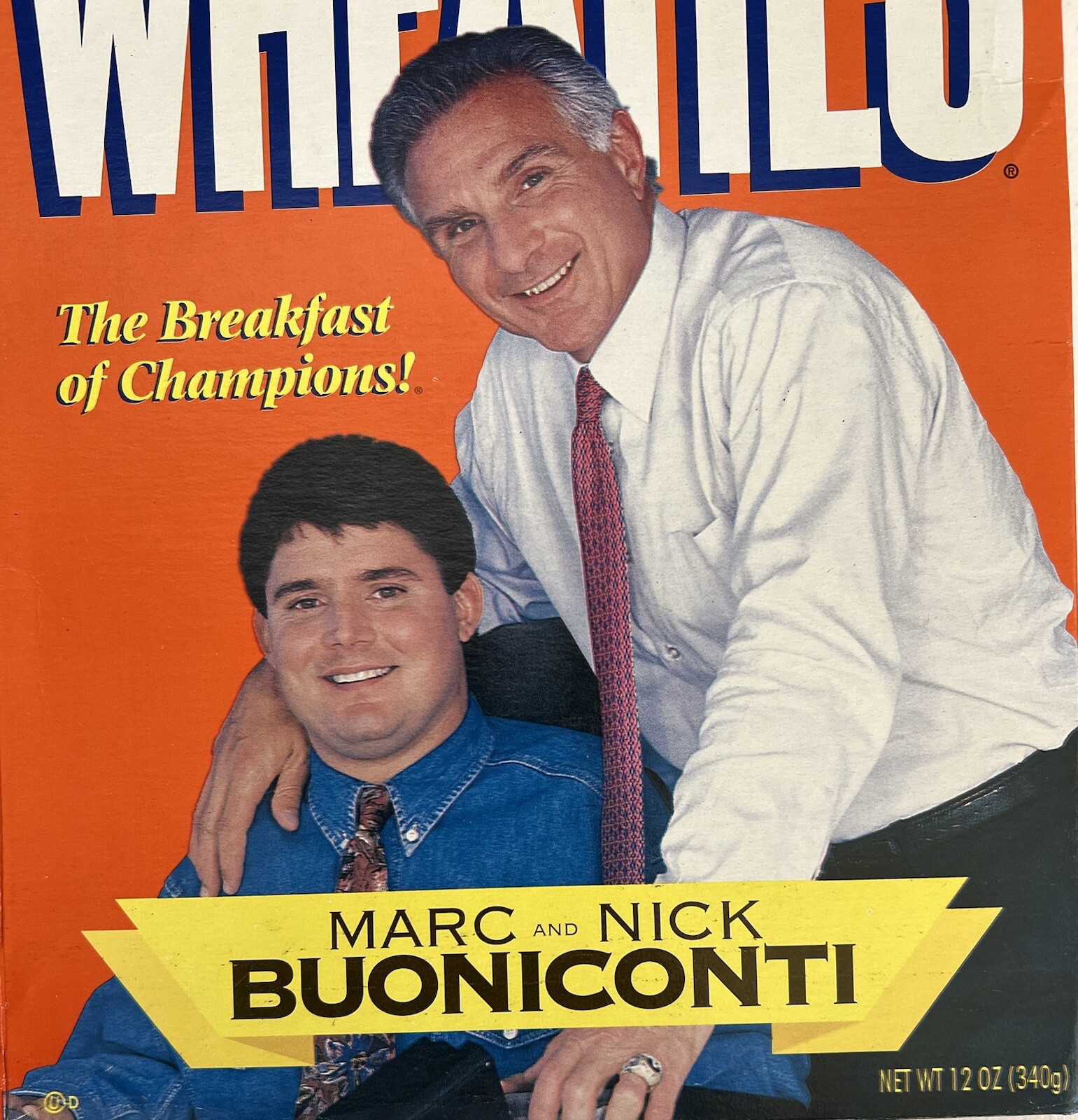 1997 Mark & Nick Bouniconti Wheaties NFL Football Empty Flat Cereal Box