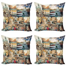 Travel Throw Pillow Covers Pack of 4 Venice Cityscape Canal