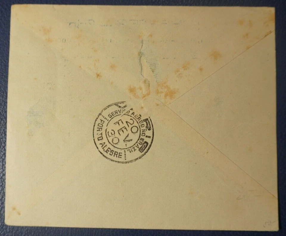 Brasil Varig 26 de noviembre 1930 Porto Alegre-Pelotas Hotel Schaefer cubierta Foto 2 de 2