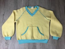 Mary Barron Vintage Acrylic V Neck Sweatshirt YLW Made In USA Women Size M 12-14