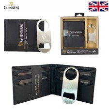Guinness Leather Wallet Gift Set RFID Secure + Bottle Opener Official UK