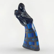 Vintage Oaxaca Black Pottery Manuel Felguerez Style Woman With Pot Folk Art