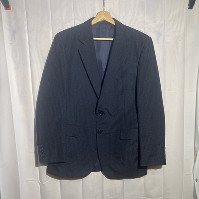 Gino Cappeli Men's Two Piece Suit Dark Blue Pinstripe Size 42