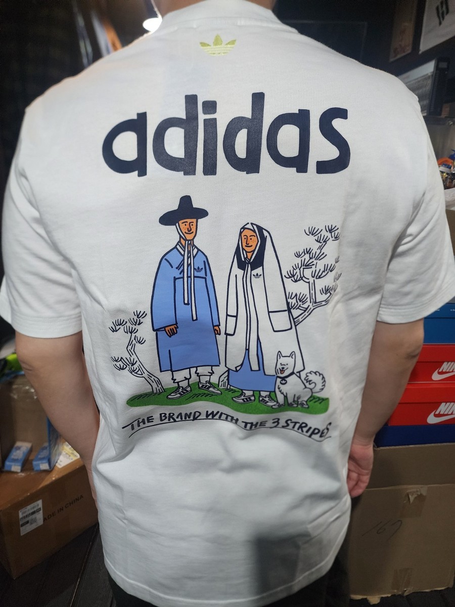 Adidas Korea Exclusive Label GFX Tee White JM8349 Men's Size M