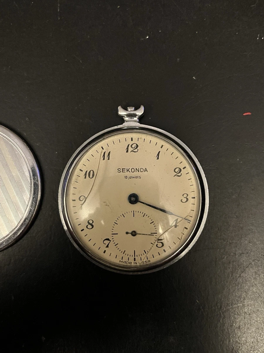 Reloj Bolsillo Soviético Sekonda 18j Mecánico URSS Repuestos Reparación Molniya Piezas