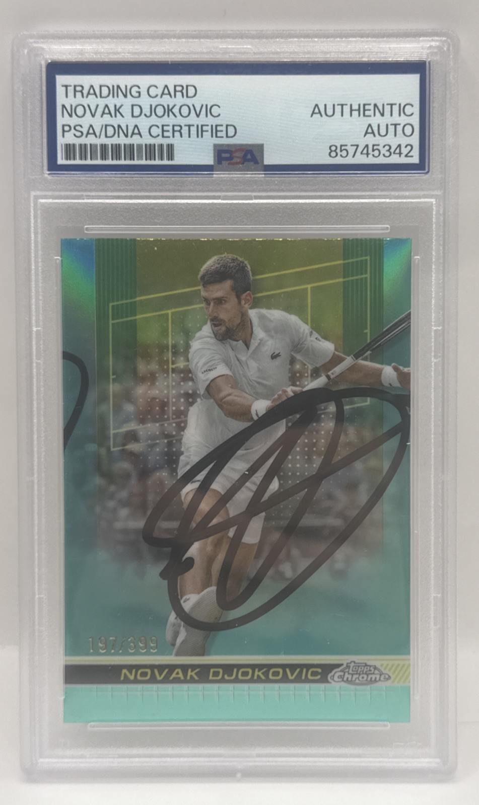 2024 Topps Chrome Tennis #1 Novak Djokovic Aqua Refractor /399 AUTO PSA/DNA