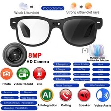 AI Bluetooth Smart Glasses with Camera & Voice Assistant Noise Canceling Transla