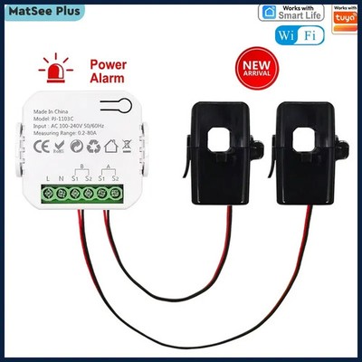 Tuya WIFI Smart Energy Meter AC100-240V CT Clamp App Control 80A Power Monitor E