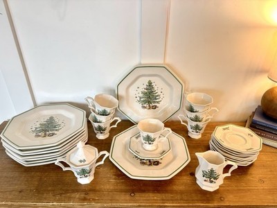 Nikko Christmastime Porcelain 27 Pieces, Dinner Plates, Tea Cups, See Descr