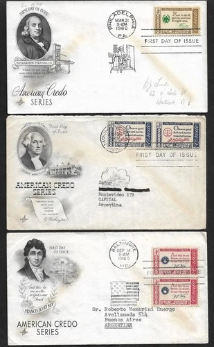 US TO ARGENTINA & US LOT OF 3 AMERICAN CREDO OFFICIAL FIRST DAY COVERS 1960