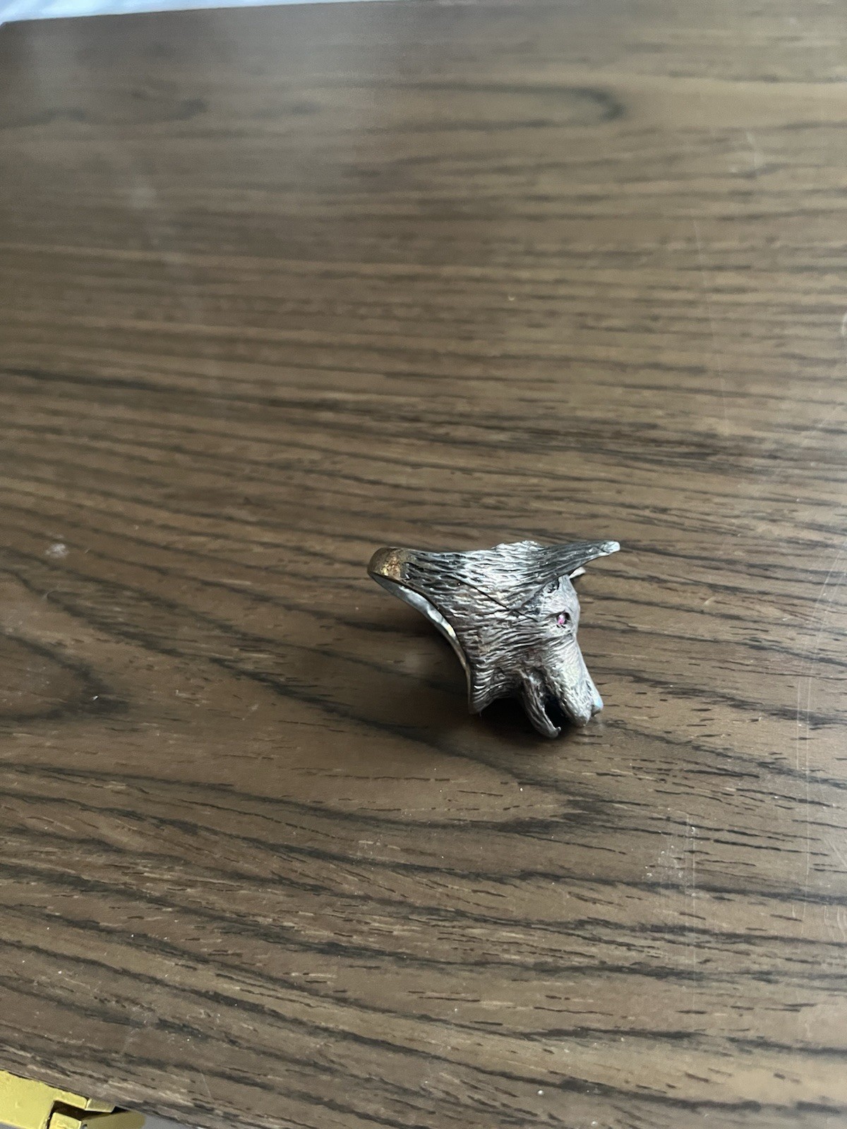 Sterling Silver Wolf Ring With Ruby Eyes - image 3