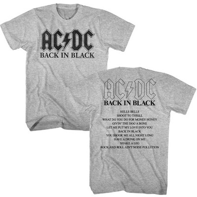 ACDC - Rücken Schwarz Album - American Classics - Heather Grau Erwachsene Kurz