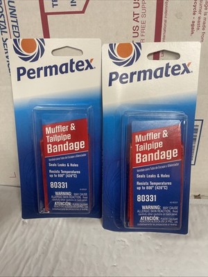 2 X Permatex 80331 Muffler & Tailpipe Bandage Set MB-1 (168 sq in) (2x84 sq in)