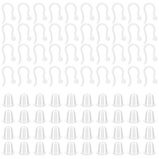 100 PCS Clear Plastic Earring Hooks, Anti Allergy Ear Wire clear