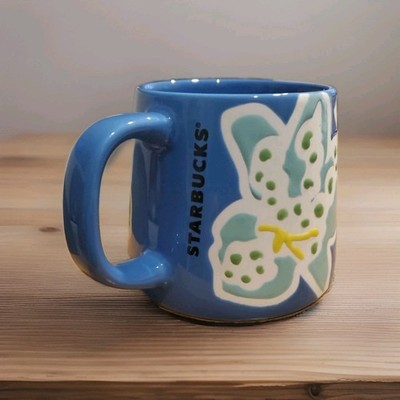 STARBUCKS Coffee Mug Blue Spring Flower Floral Lily Iris 2021