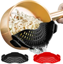 2PACK  Clip on Strainer for All Pots Pans - Silicone Kitchen Colander Food Strai
