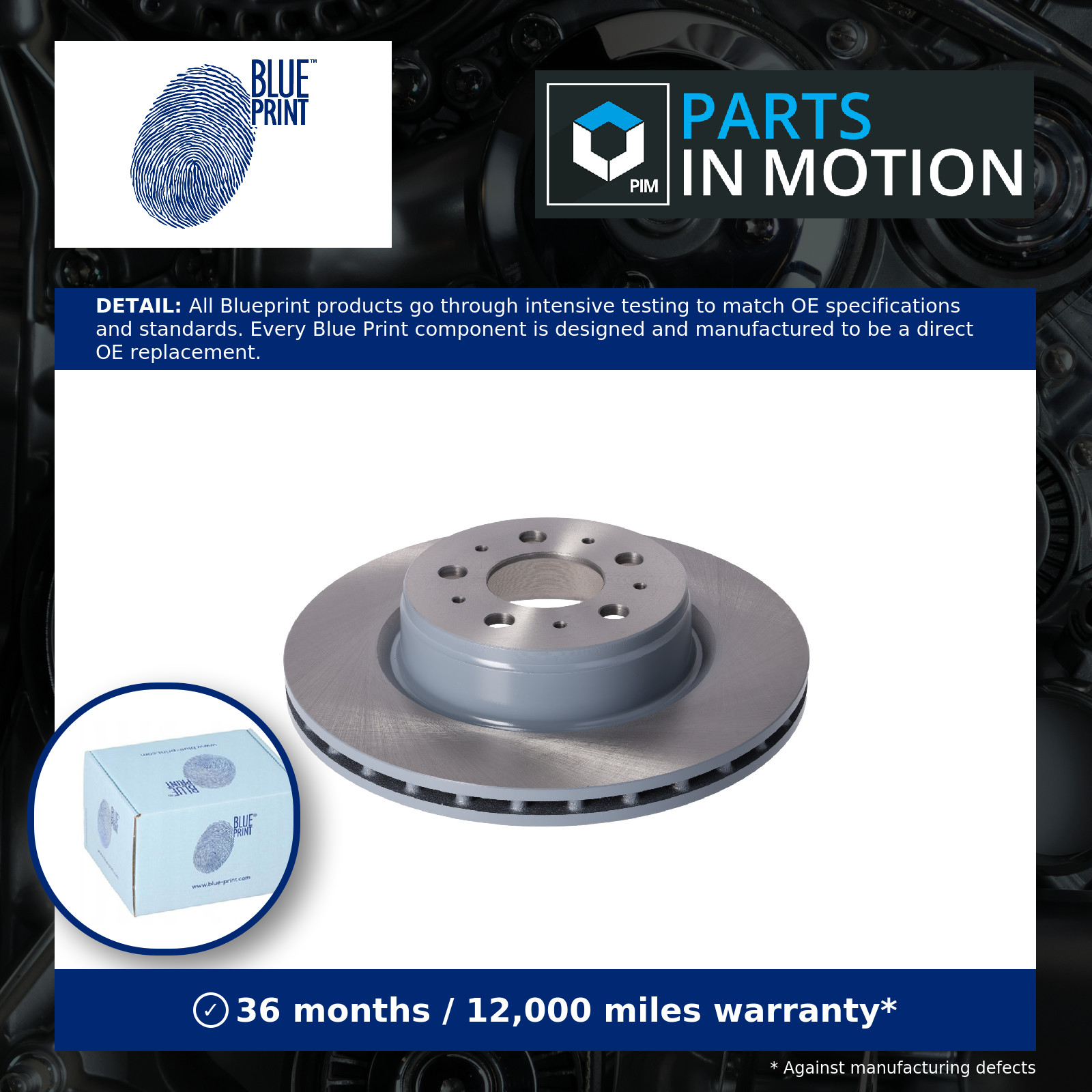 BLUEPRINT ADBP430115 Brake Disc Front Coated Internally Vented For Tesla Model 3 - Image 3