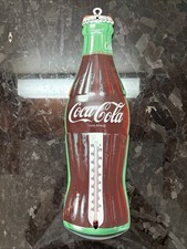 Vintage Coca Cola Thermometer Bottle Tin Metal Sign 17"x 5&rdquo; Donasco USA Working