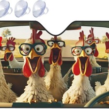 Funny Car Windshield Sun Shade Foldable Sunshades Front Sun Visor Rooster-1