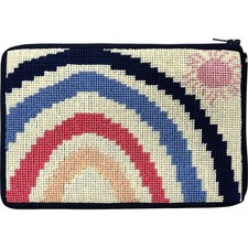 Alice Peterson Stitch  Zip Needlepoint Cosmetic Case Kit - Rainbow