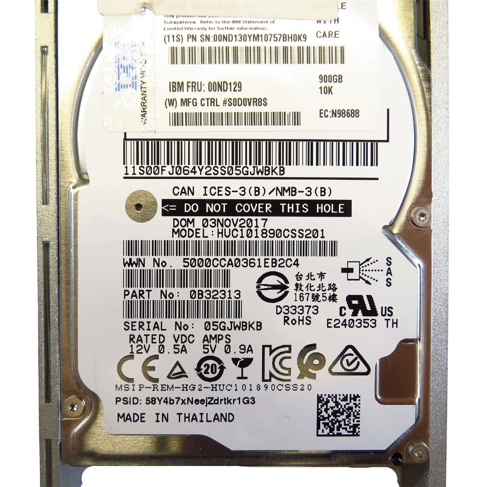 IBM 900GB 00ND129 00ND130 10K 2.5" SAS 12Gb/s SED HDD Hard Disk Drive - Image 2 of 4